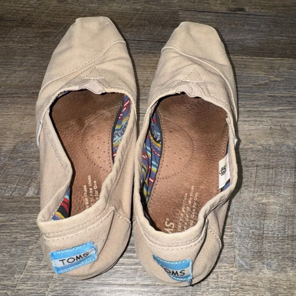TOMS Womens Alpargata Canvas Slip On Flats Beige Natural Size 7.5